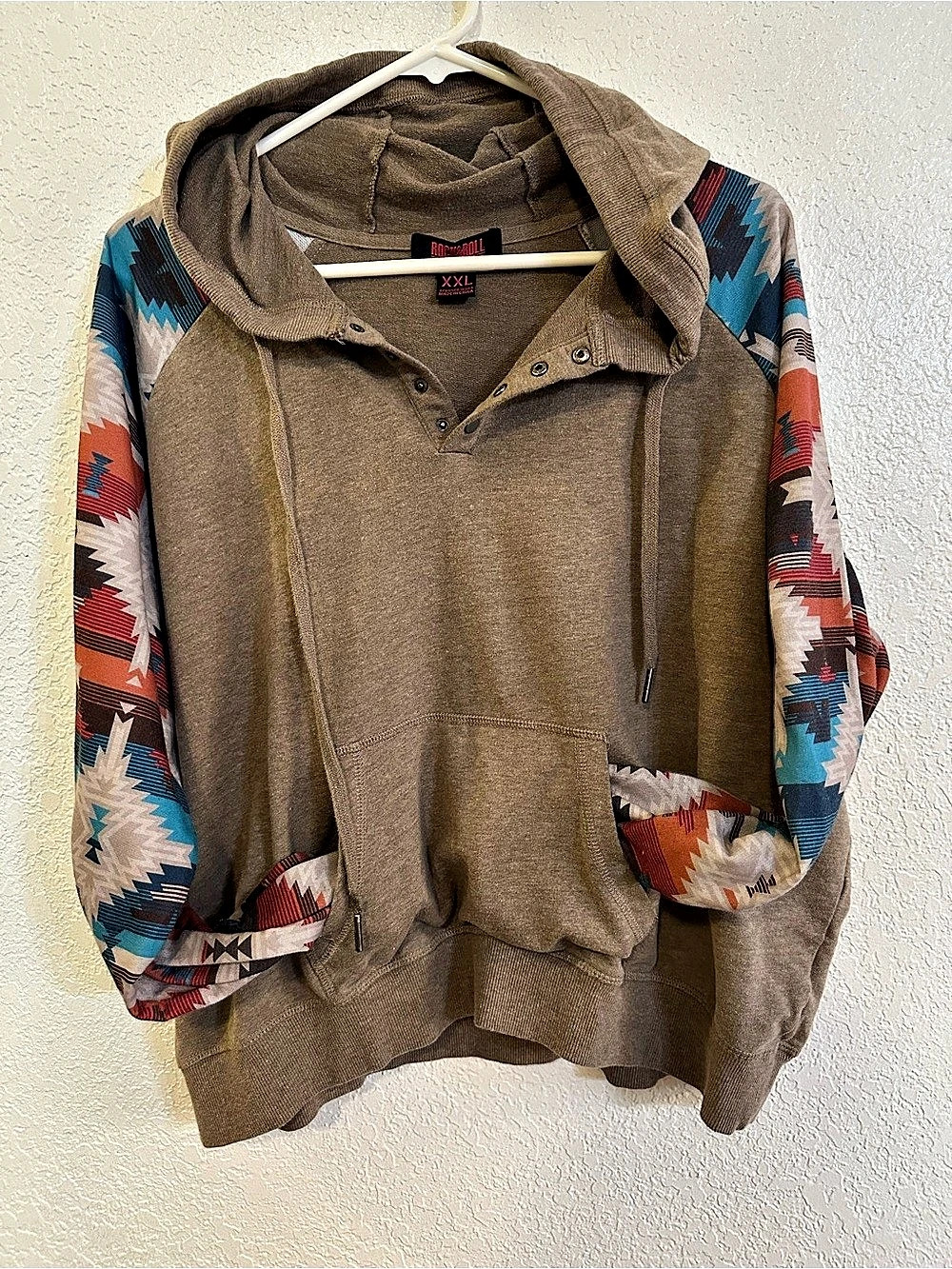 Rock & Roll Denim womens Geometric Pullover Hoodie XXL FITS LIKE A XL